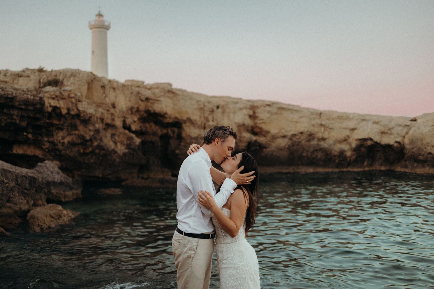 Romantic golden sunset over Sicily coastline